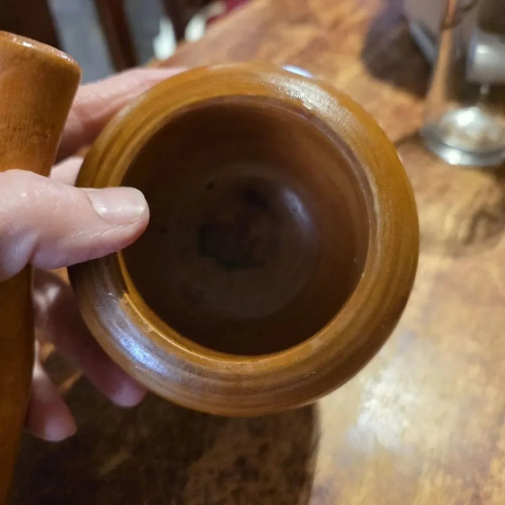 Vintage Wood Mortar and Pestle Wooden Kitchen Apothecary Spice Grinder